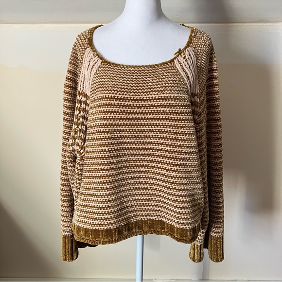 Moth Chenille Striped Cropped Wide Sleeve Knit Sweater by Anthropologie size Med - Picture 3 of 9